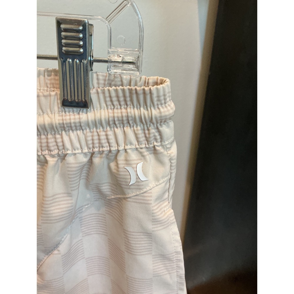 Hurley Womens athletic Shorts Beige White Checkered Drawstring Shorts Small - Picture 3 of 5